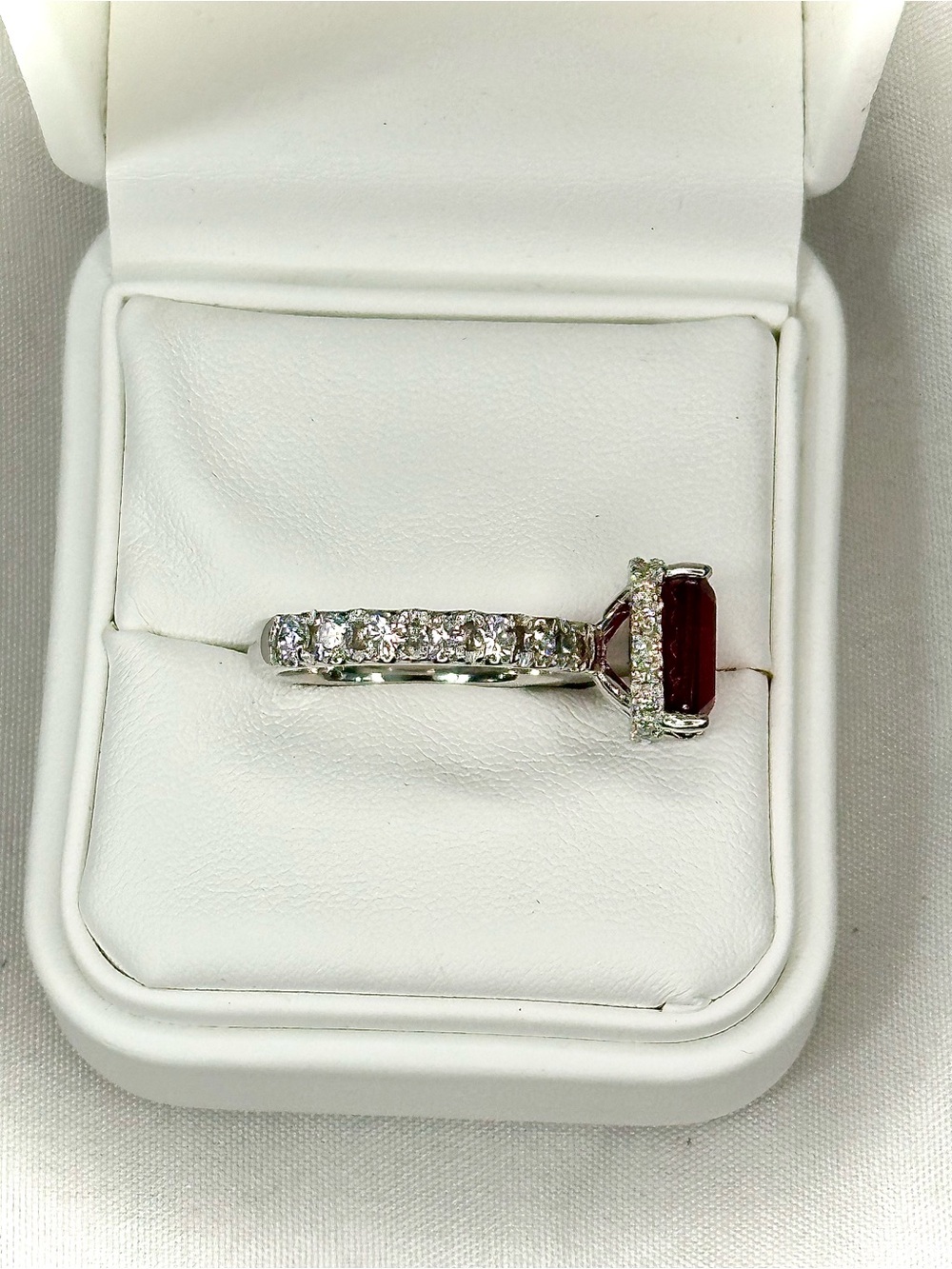 14K White Gold 5.96CT Natural Ruby 1.65CT Diamond Halo Ring Size 9 AIGL - Picture 3 of 5